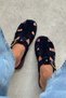 Lenox Black Genuine Suede Belt Detailed Flat Sole Women's Slippers - 8