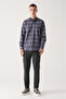 Men's Navy Blue Abstract Patterned 100% Cotton Shirt A22Y2005 - 4