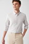 Men's Beige Easy-Iron Buttoned Collar Dobby Shirt A31Y2064 - 3