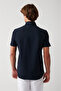 Men's Navy Blue Easy to Iron Classic Collar Knitted Lycra Cotton Shirt E 002051 - 4