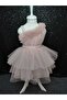 One Shoulder Stone Detailed Tulle Children's Evening Dress - 2