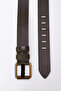 Men's 100% Genuine Leather Yellow Tubular 4.5 cm Jeans Belt Light Brown - 7
