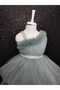 One Shoulder Stone Detailed Tulle Children's Evening Dress - 3