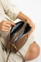 Women's Cross Strap 3 Compartment Double Metal Zipper Gold Accessory Mink Shoulder Bag - 4