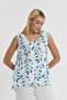 Women's Strappy Blouse - Muslin Olive Branch Pattern with Buttons on the Back - 1115 - 3