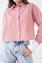 Red Striped Crop Shirt - 5