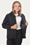 Girl's Black Lined Waterproof and Windproof Hooded Raincoat with Double Zipper Pockets - 5