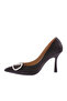 Women's Silver Stone V Buckle Toe Low-Cut Heeled Shoes 2361142859 - 4