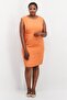 Women Plus Size Solid Sheath Dress, Orange - 4