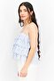 Women Square Neck Sleeveless Textured Top, Light Blue - 3