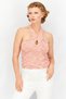 Women Halter Neck Sleeveless Textured Tops, Pink