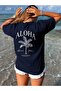 تي شيرت Aloha On Back مطبوع للجنسين مقاس كبير