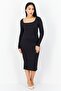 Women Textured Midi Dress, Dark Grey