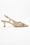 Heaven Beige Knitted Open Back Women's Low Heeled Shoes - 6