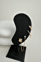 Gold Color Clover Detail Triple Cartilage Earrings