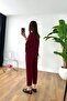 Mella Burgundy Zippered Suit - 4