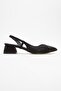 Sella Black Satin Stone Women's Short Heeled Shoes - 6