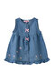 Girls Blue Sleeveless Embroidered Denim Dress