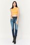 Women Ribbed Neck Sleeveless Textured Tank Top, Yellow - 4