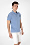 Men's Slim Fit Polo Neck Blue Basic T-Shirt 50305929-Vr036 - 3