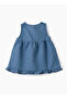 Girls Blue Sleeveless Embroidered Denim Dress - 3