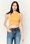 Women Ribbed Neck Sleeveless Textured Tank Top, Yellow