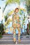 Monamise Women's Leaf Patterned and Lace Pregnant Maternity 3 Piece Pajamas Set 25095 - 5