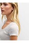 Women's Gray Melange, Square Neck T-Shirt & Blouse, Lycra Ribbed Camisole Fabric - 4