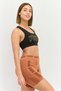 Women Brand Logo Padded Sports Bra, Black/Gold - 2