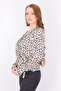 Women Leopard Print Long Sleeve Wrap Top, Beige Combo - 2