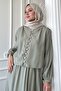 Mint Suit with Elastic Button Detailed Skirt - 4