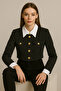 Women's Striped Crop Jacket Black