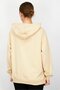 Women Hooded Front Pocket Plain Sweatshirt, Beige - 2