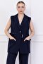 Belted Vest Suit Navy Blue Ss2749 - 8