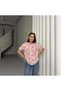 Women's Crew Neck Tulle Floral Short Sleeve Cotton T-Shirt Trend New Season with Floral Accessories - 3