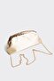 Beige Satin Gold Sequin Detailed Clutch Evening Dress Bag - 4