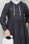 Women's Hooded Ferace Denim Cap - 7