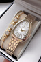 Special Boxed Snake Model Women's Wristwatch Waterproof Gold Color Steel Band + Bracelet Hmby2059C1 - 5