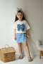 Girl's Suit with Embroidered Denim Shorts - 3