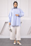 Navy Blue Balloon Sleeve Striped Tunic - 3