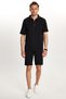 Men's Standard Fit Cotton Zip Polo Neck T-Shirt with Lace-Up Waist Black Shorts Set - 5