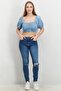 Women Skinny Fit Ripped Stretchable Jeans, Indigo - 4