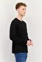 Men Crew Neck Long Sleeves Solid T-Shirt, Black - 4