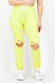 Women Regular Fit Shredded Sweatpants, Yellow