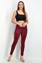 Women Regular Fit Slid Pull On Pants, Maroon - 2