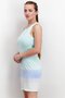 Women Round Neck Sleeveless Graphic Print Basic Tee Top, Blue and White Combo - 2