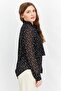 Women Round Neck Cuffed Sleeve Flora Print Blouse, Black Combo - 2