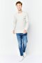 Men Crew Neck Long Sleeve Embroidered Logo Sweatshirt, Light Grey - 2