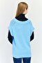 Women Knitted Short Sleeves Sweater, Sky Blue - 3