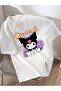 Yellow Lilac Kuromi Printed Combed Cotton T-Shirt for Girls with Crew Neck